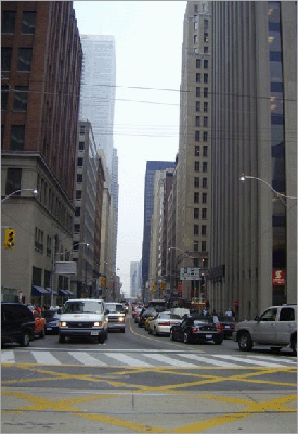 Bay Street, looking south from its intersection with Queen Street West